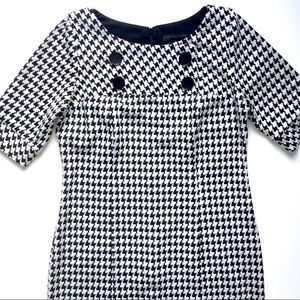 Chris McLaughlin Black & White Houndstooth Button Detail Dress